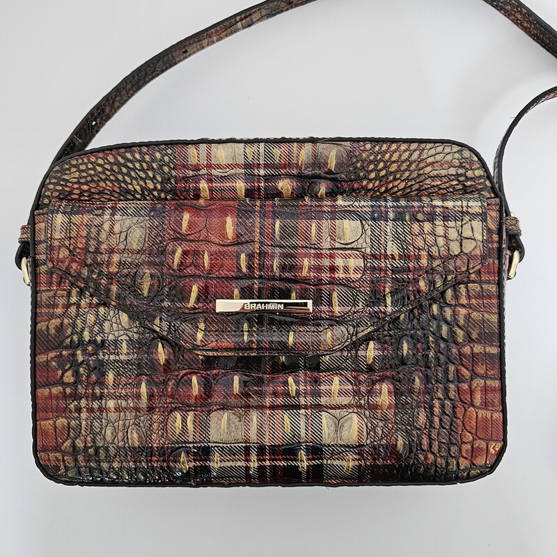 Brahmin Plaid, BurgGold, Size: Crossbody