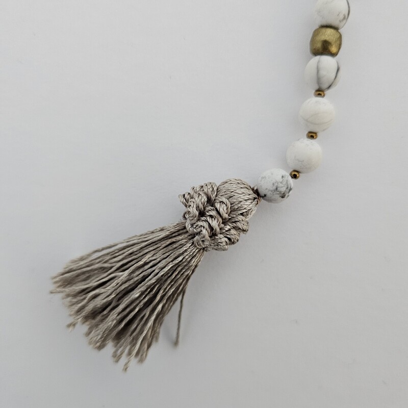 Beaded With Tassel, GryBlk, Size: Lariat