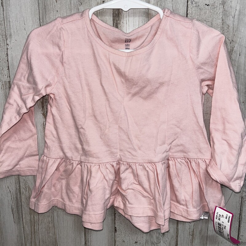 2T Pink Peplum Cotton Tee