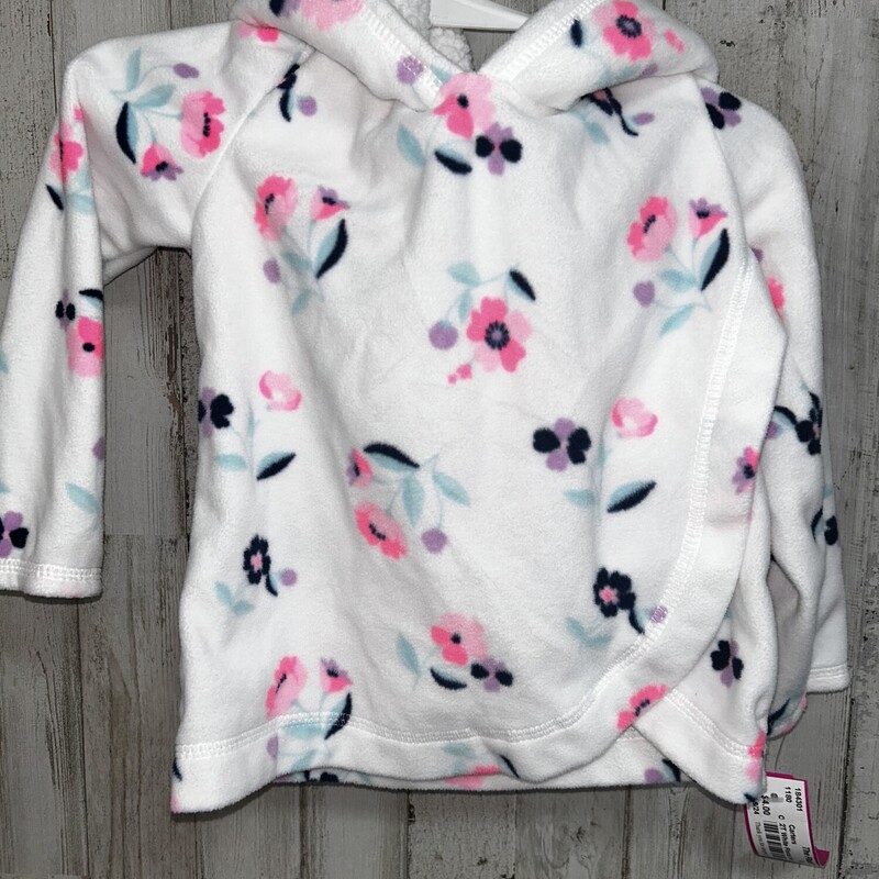 2T White Floral Hoodie, White, Size: Girl 2T