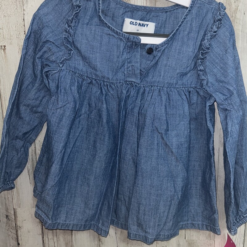 5T Chambray Ruffle Top