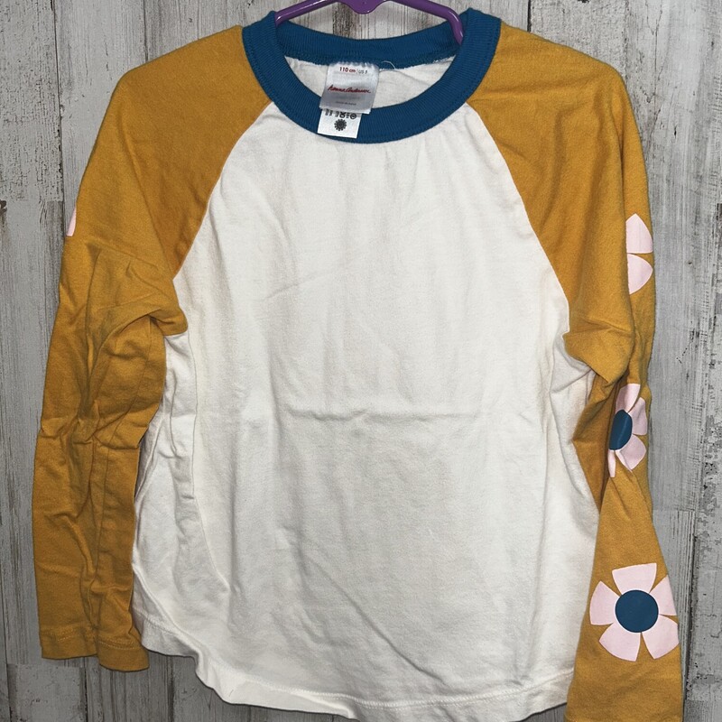 5 Beige Floral Raglan Tee