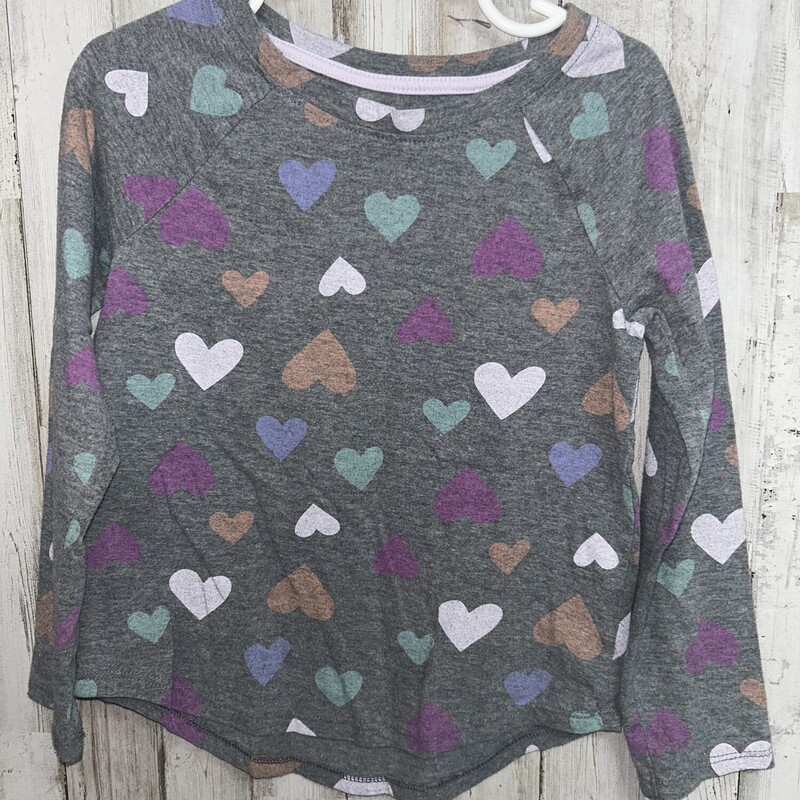 5T Grey Heart Printed Top