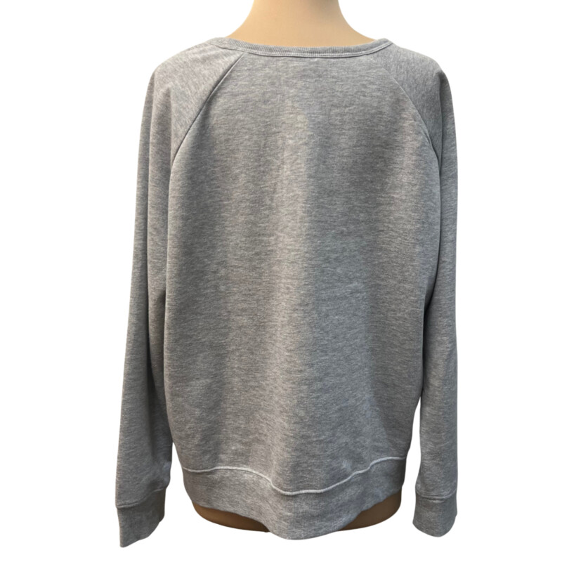 Caslon Joy Pullover<br />
Sequins Spell out Joy<br />
Colors:  Gray with Red, Green and Gold<br />
Size: XL