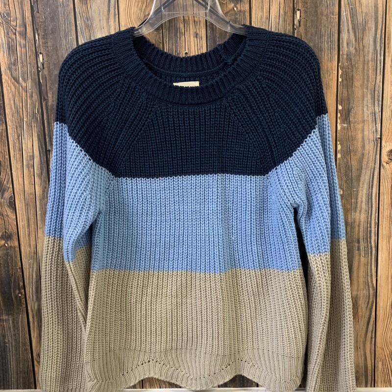 Navy/blue/tan Sweater, Size: M