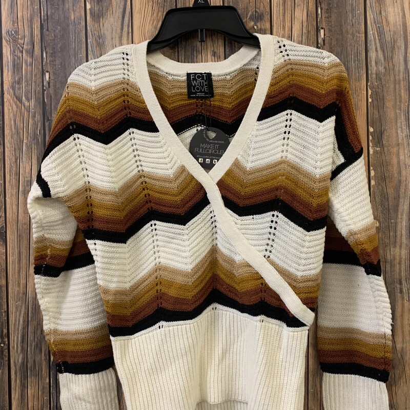 NWT Cream/tan/rust Stripe sweater, Size: M