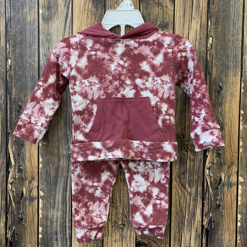 Maroon/white Tiedye Outfit, Size: 3-6m