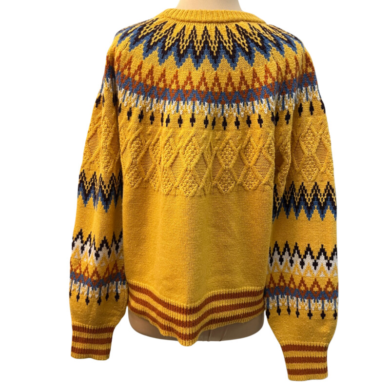 Sundance Sweater<br />
Wool & Cotton Blend<br />
Colors: Yellow, Blue, Canel, Brown and White<br />
Size: Small