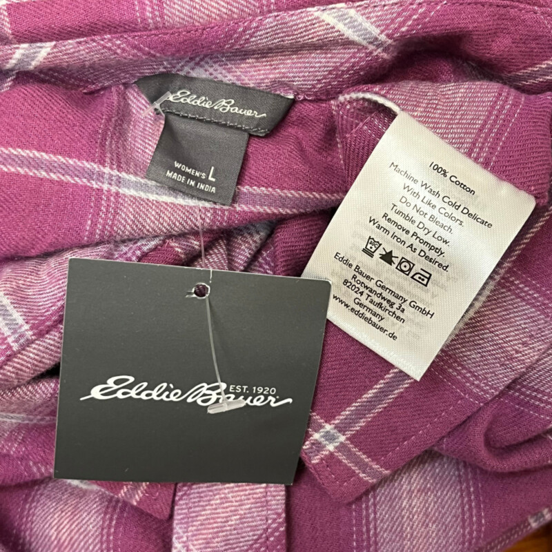 Eddie Bauer Plaid Shirt<br />
Colors: Berry with White and Gray<br />
Size: Large