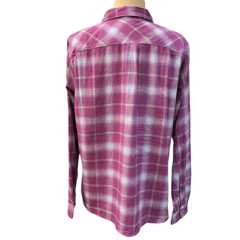 Eddie Bauer Plaid Shirt<br />
Colors: Berry with White and Gray<br />
Size: Large