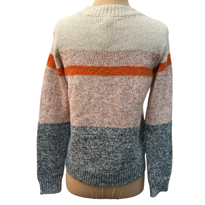 New Lou&Grey Sweater<br />
Striped pattern<br />
Cotton Blend<br />
Cream with Orange, Blush and Dark Teal<br />
Size: XS<br />
Retails for $79.50