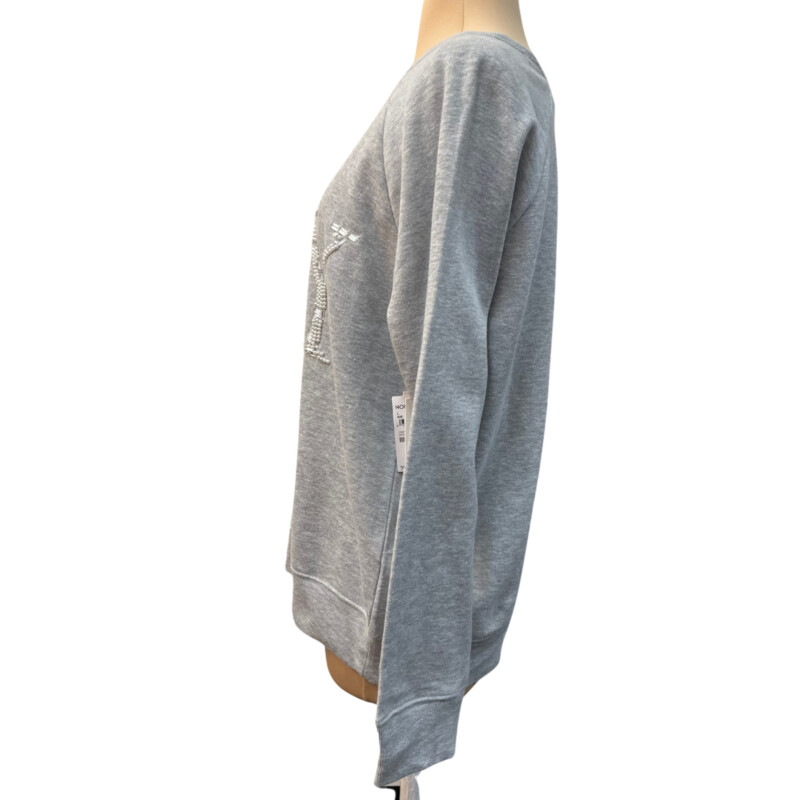 Caslon Joy Pullover<br />
Pearl and Jewel Embellishment<br />
Gray with White<br />
Size: Large