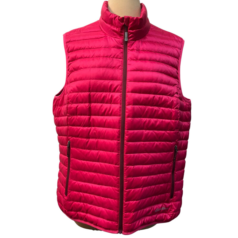 Eddie Bauer Puffer Vest<br />
Down Filled<br />
Color: Hot Pink<br />
Size: XL