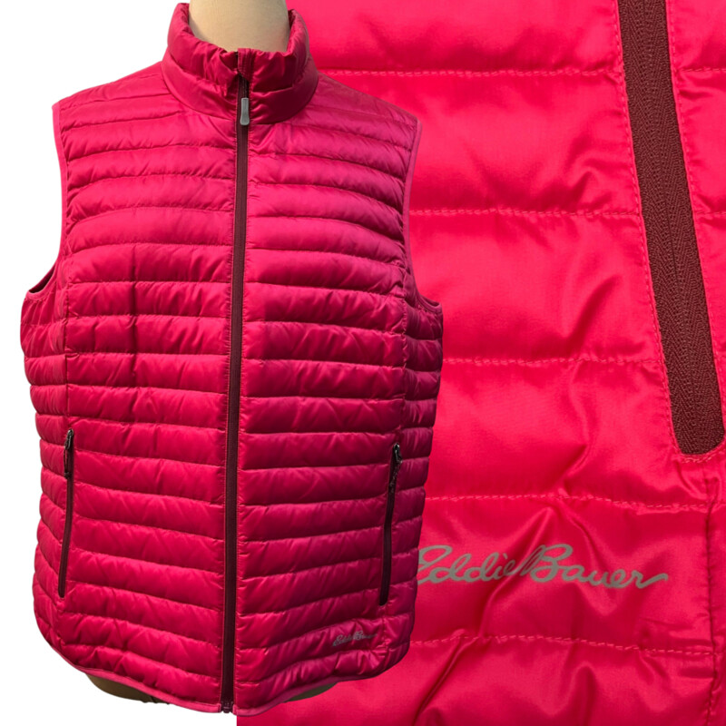 Eddie Bauer Puffer Vest
Down Filled
Color: Hot Pink
Size: XL