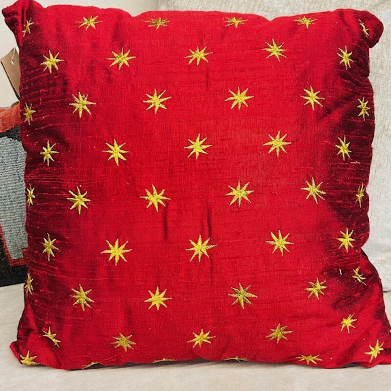 Silk Sq With Stars Pillow