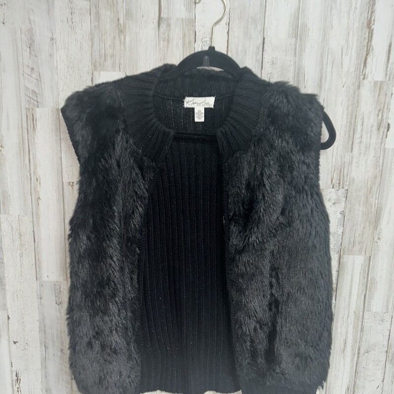 M Black Fur Knit Vest, Black, Size: Ladies M