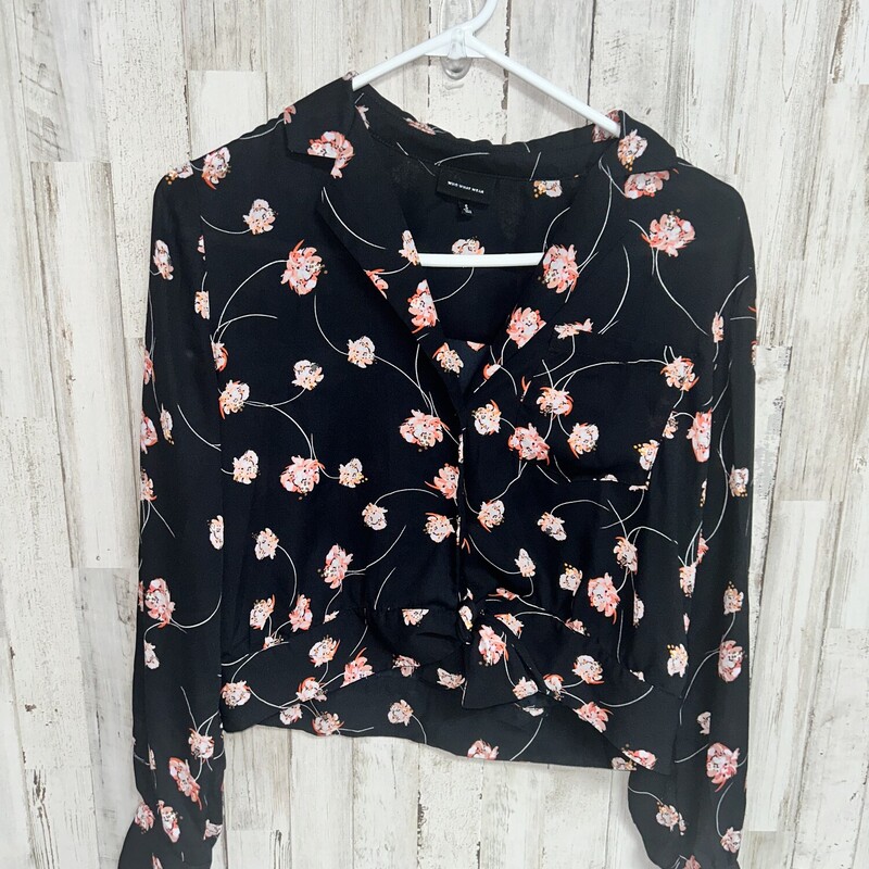 S Black Floral Knot Top, Black, Size: Ladies S