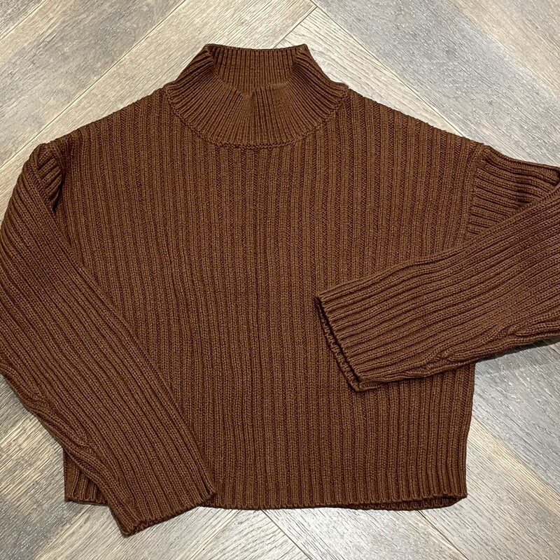 Zara Mock Neck Knit LS, Brown, Size: 8-9Y