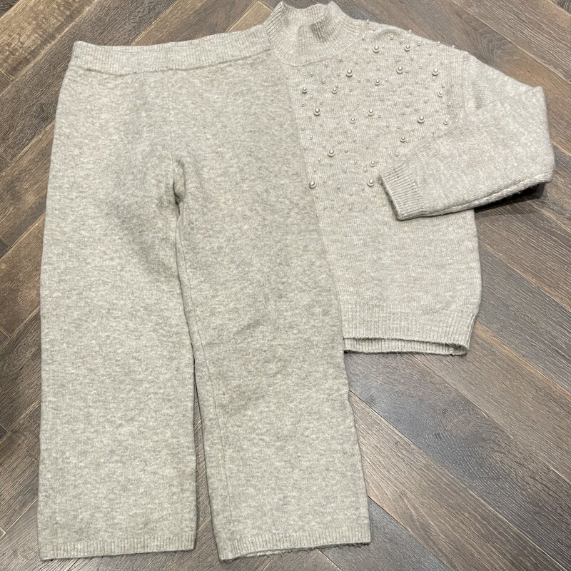 Zara Knit Sweat Set, Beige, Size: 8Y