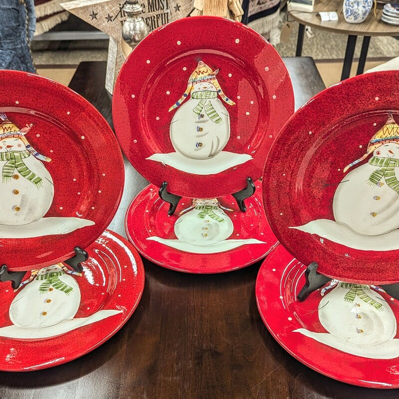 Set of 8 Sakura Snowmates Plates
Red, Green, White
 Size: 11.5 Diameter