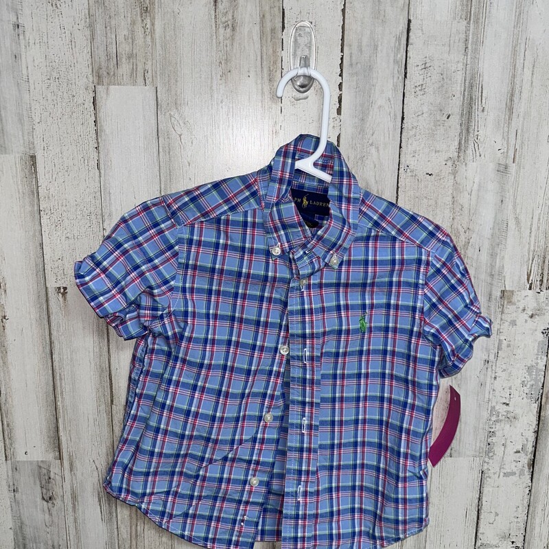 2T Blue Plaid Button Up, Blue, Size: Boy 2T-4T