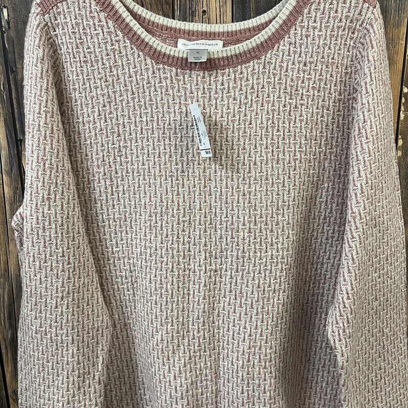 Blush/white Sweater, Size: Xl