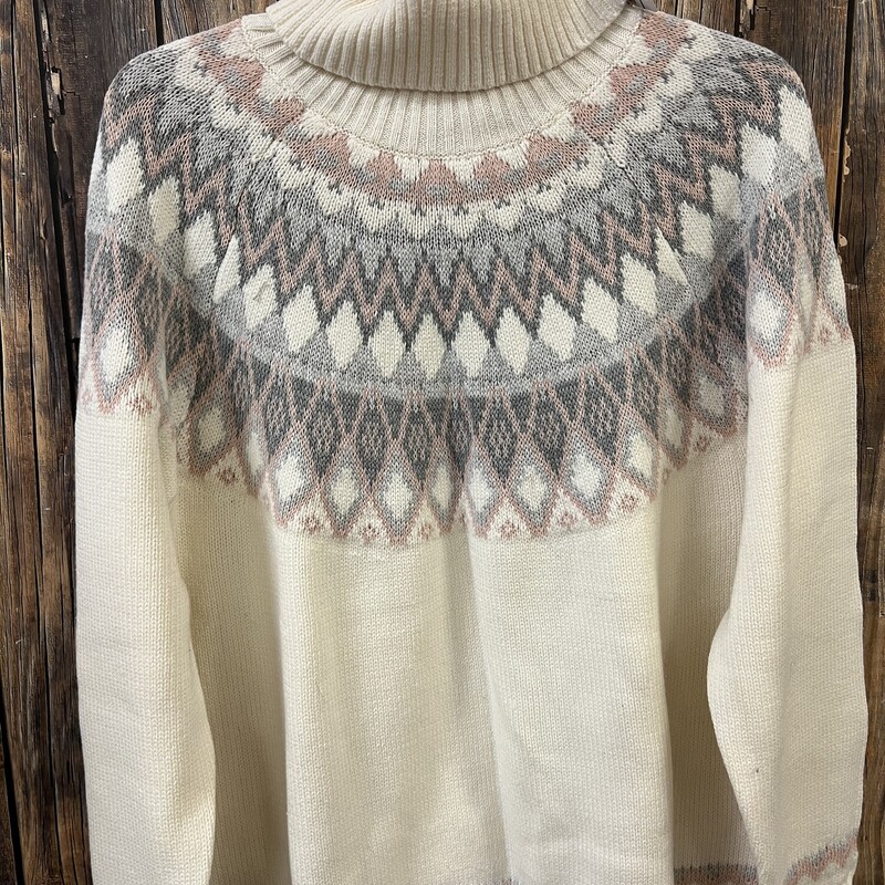 Nwt Cream Cowl Neck W/des, Size: Xl