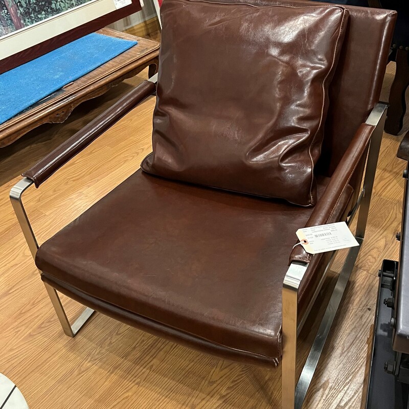 Leather/chrome Armchair