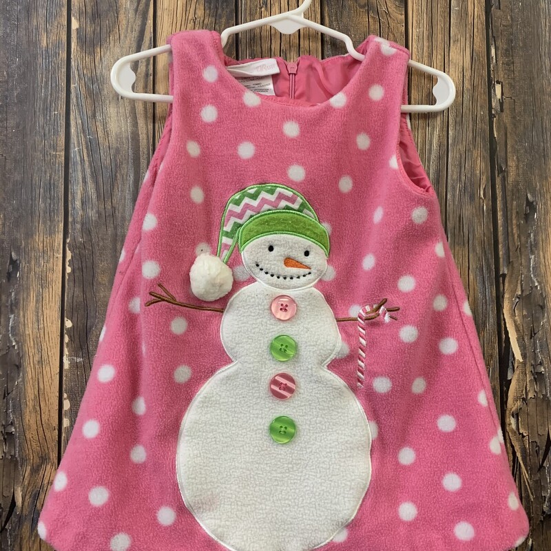 Pink W Snowman Dress, Size: 18m