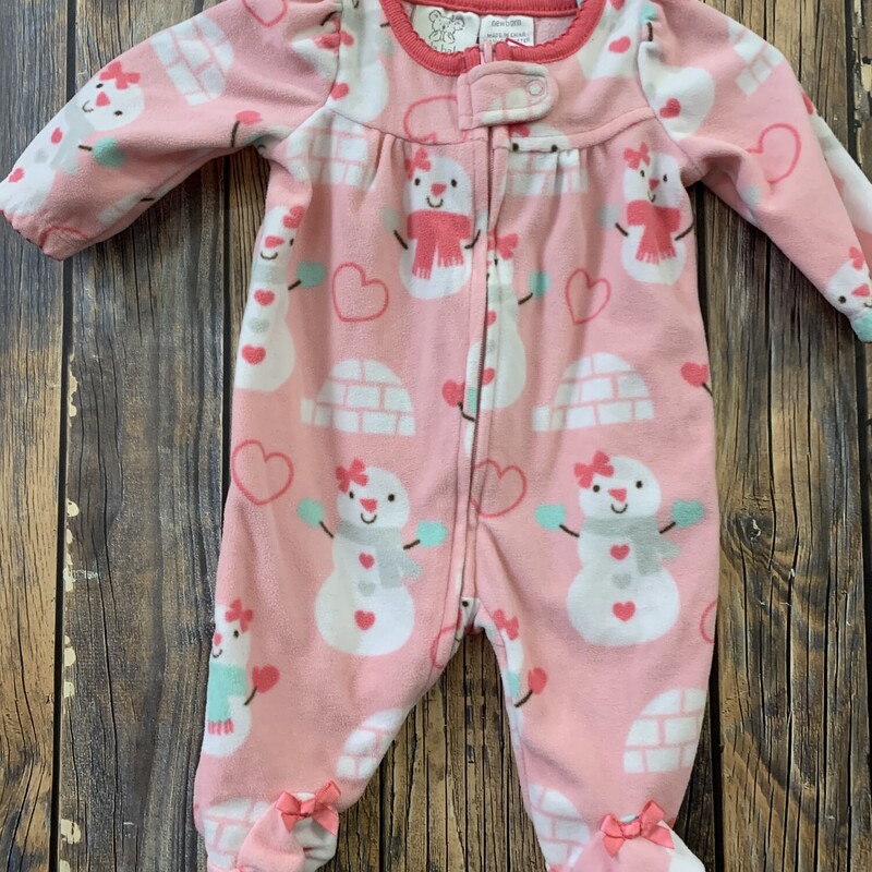 Pink W Snowmen Sleeper, Size: NB