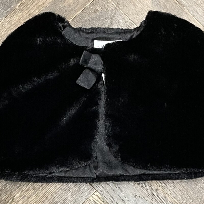 CP Faux Fur Shrug, Black, Size: 10-12Y