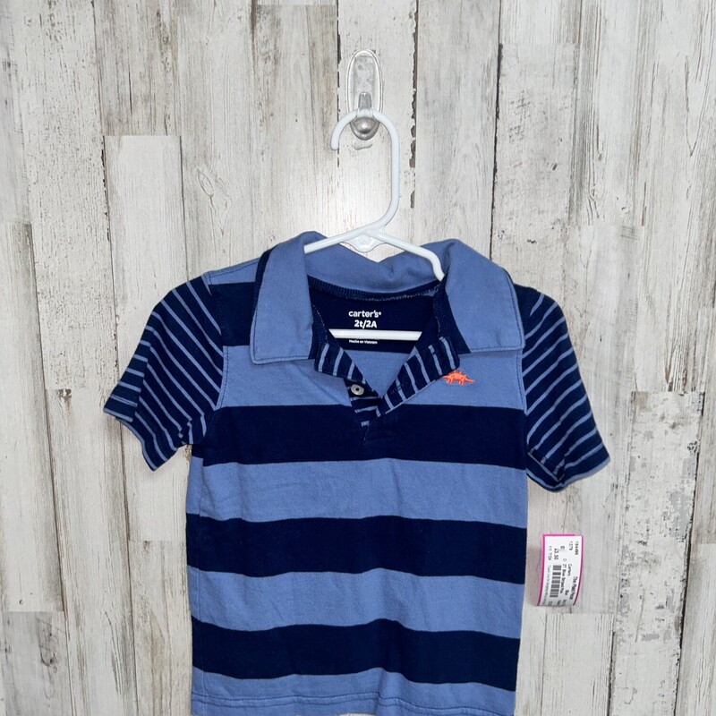 2T Blue Striped Polo, Blue, Size: Boy 2T-4T