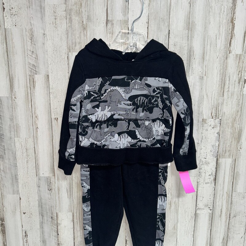 3T 2pc Black Dino Sweat S