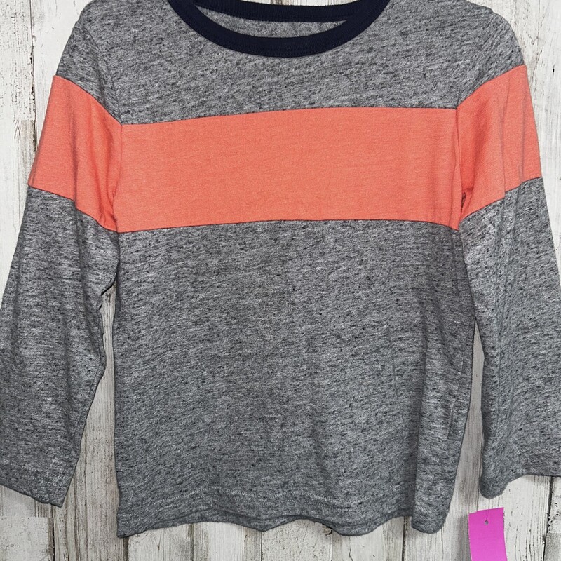 3T Grey/Orange Stripe Tee, Grey, Size: Boy 2T-4T