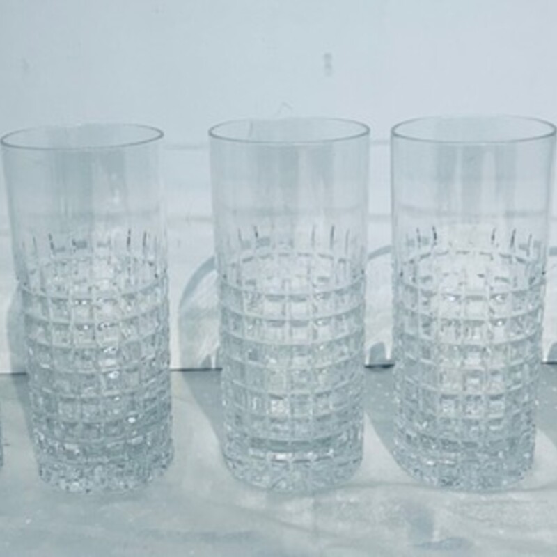 Set of 5 Waffle Design Highball Glasses
Clear, Size: 3x6H