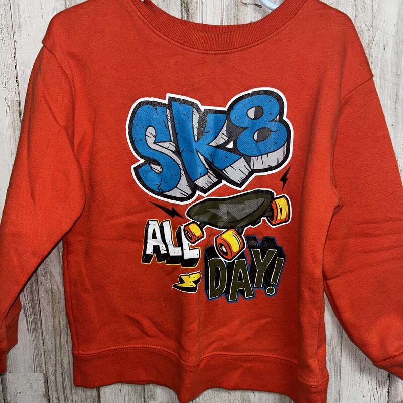 4T Sk8 All Day Sweatshirt, Orange, Size: Boy 2T-4T