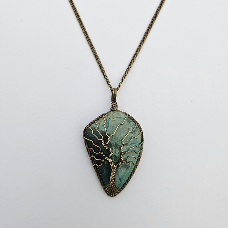 Tree Of Life On Stone, Brass, Size: Green