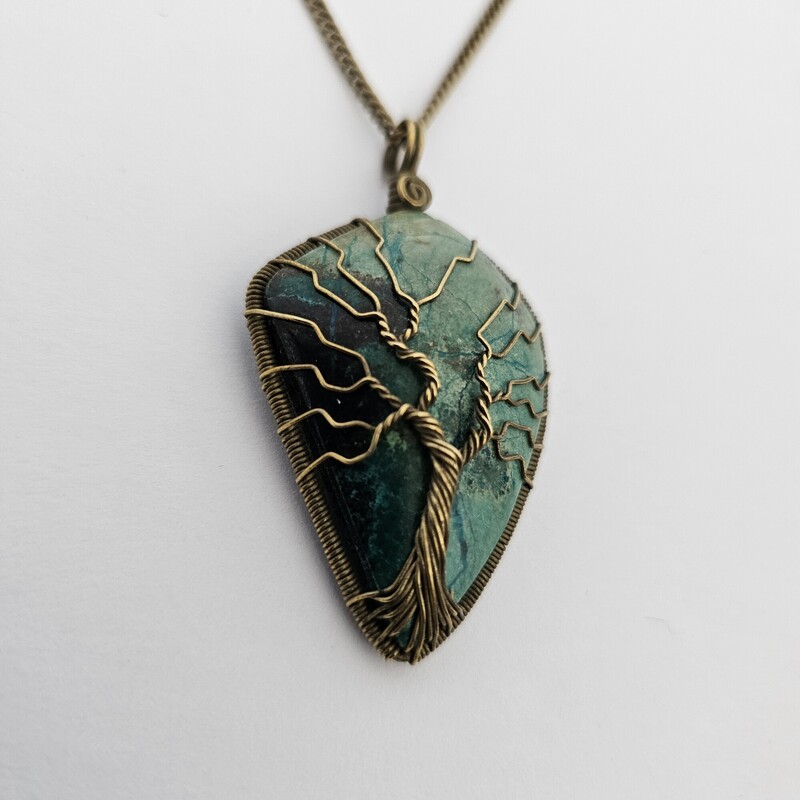 Tree Of Life On Stone, Brass, Size: Green