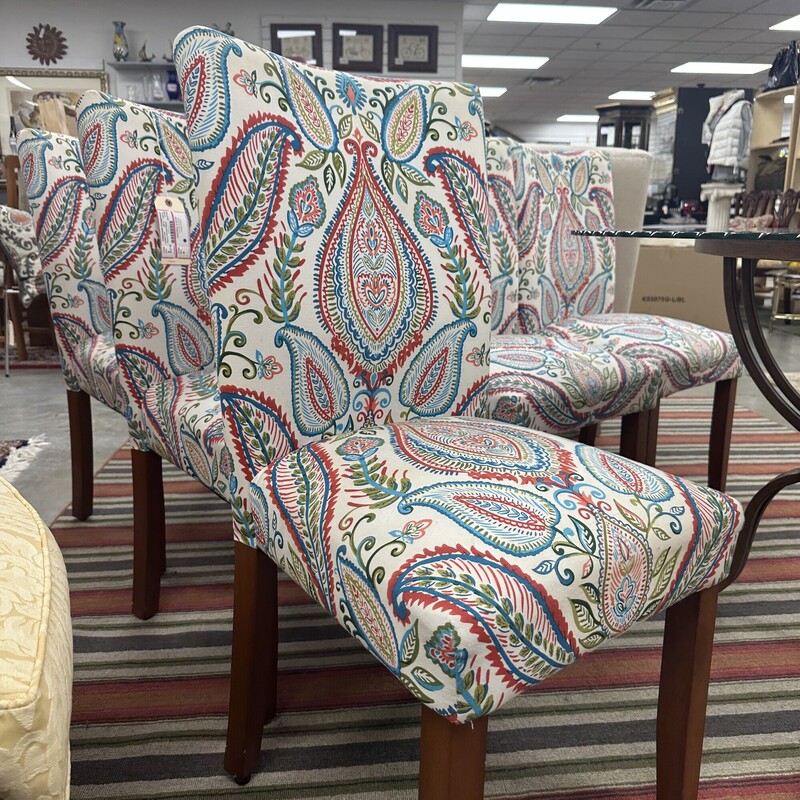 Upholstered Paisley Parsons Chairs, Sold as a set of 6