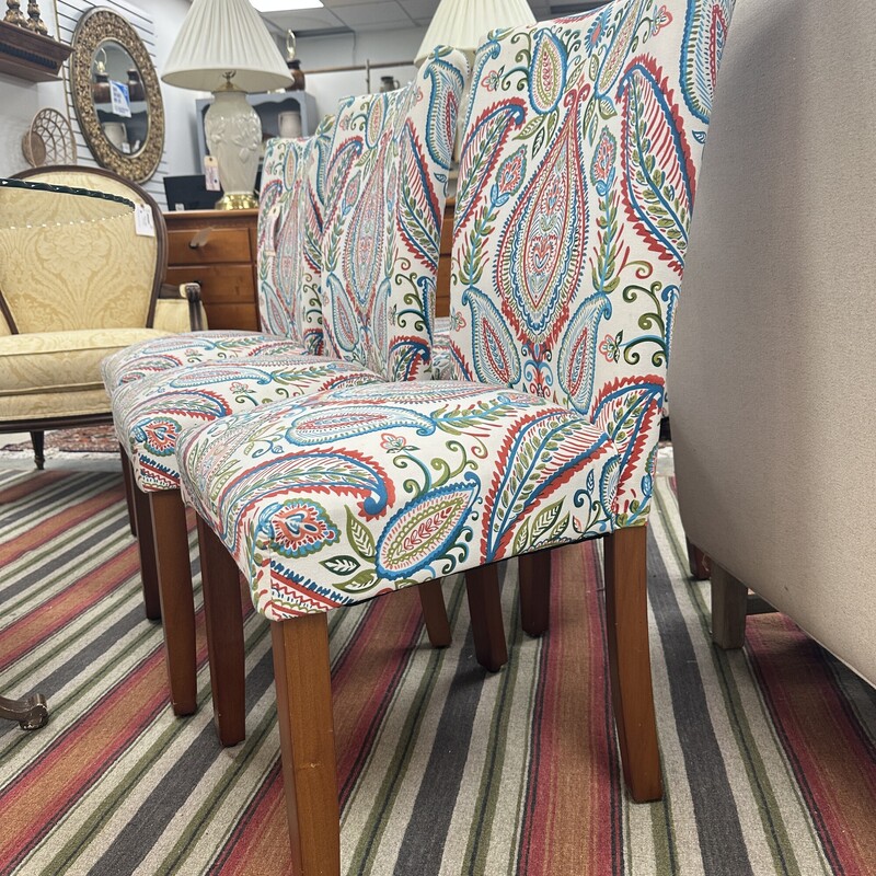 Upholstered Paisley Parsons Chairs, Sold as a set of 6