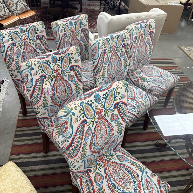 Upholstered Paisley Parsons Chairs, Sold as a set of 6