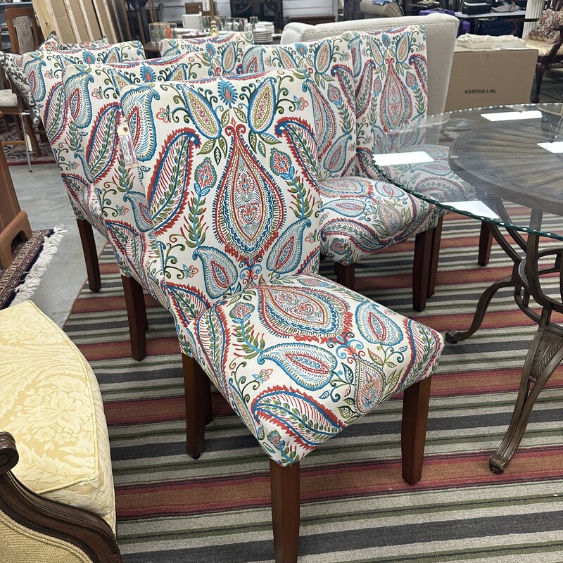 Upholstered Paisley Parsons Chairs, Sold as a set of 6