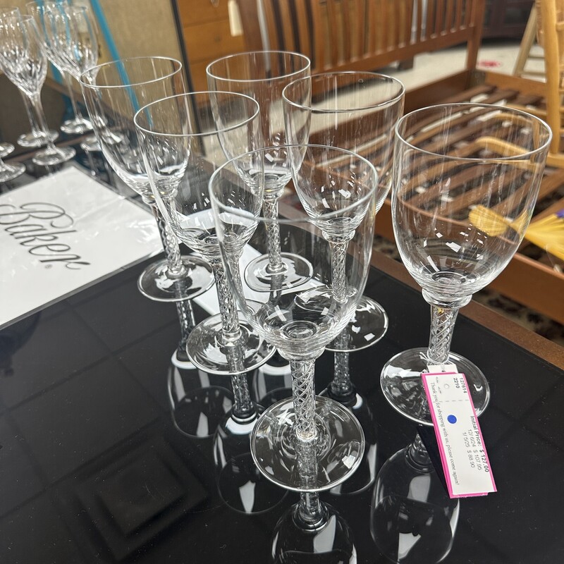 Blown Twist Stem Wine Glasses, Set Of 6<br />
Size: 8in tall