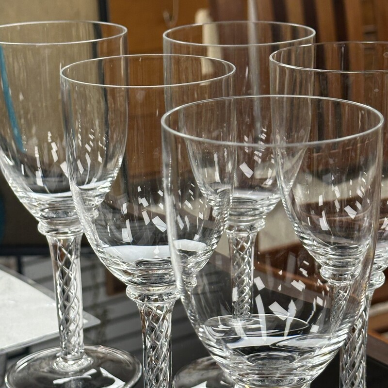 Blown Twist Stem Wine Glasses, Set Of 6<br />
Size: 8in tall