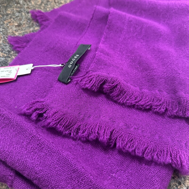 GUCCI Wool Scarf Wrap, Plum Purple