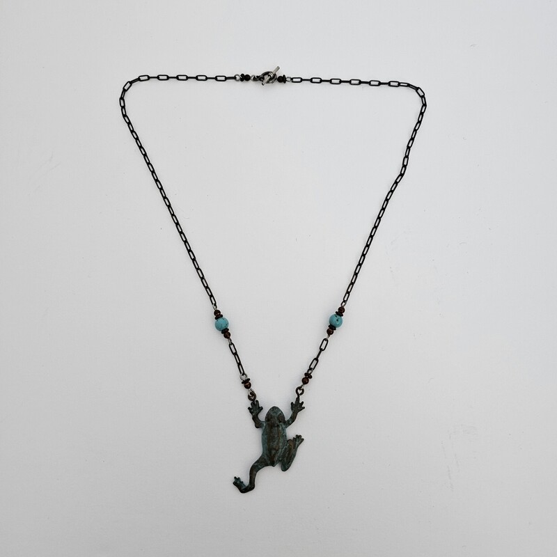 Verdegris Frog Pendant, Bronze, Size: Toggle