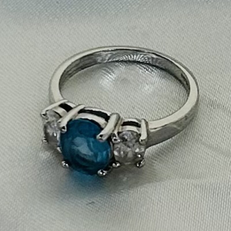 925 Blue Stone CZ Ring