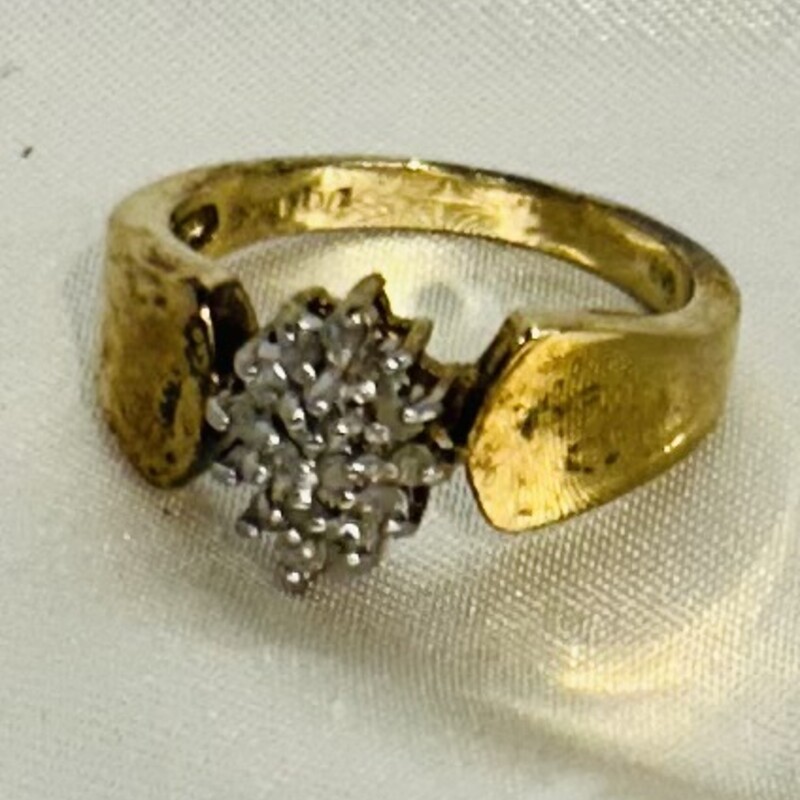 925 CZ Cluster Gold Ring