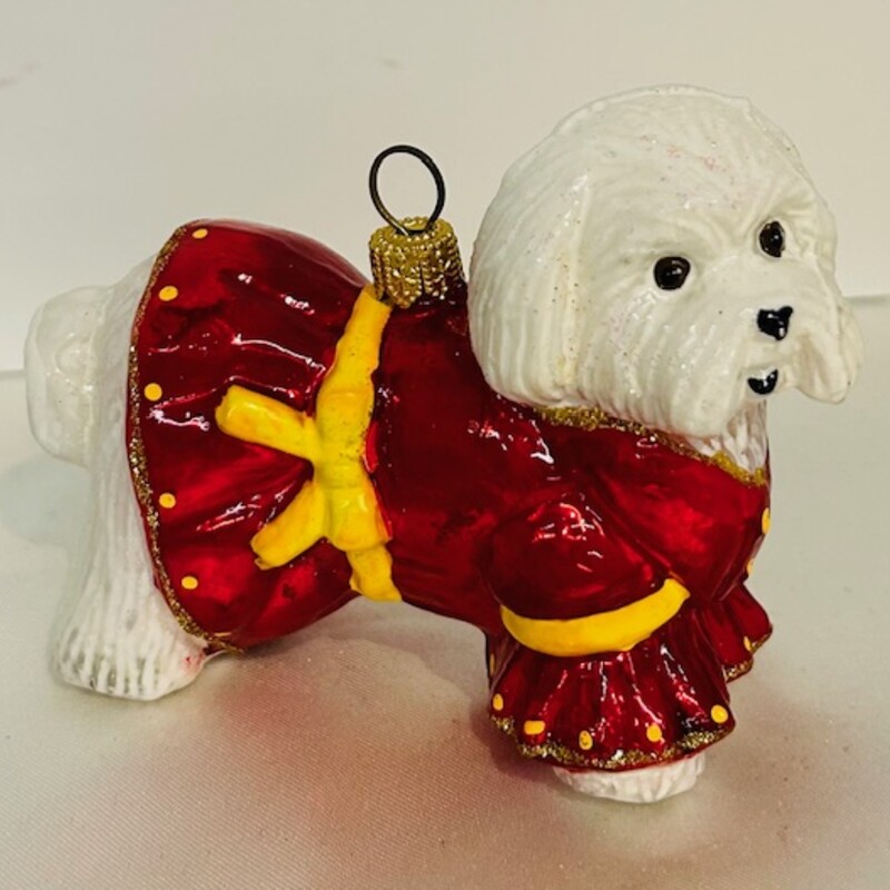 Polish Havanese Dog Ornament
Red Yellow White Size: 3.5 x 2H
Original box included