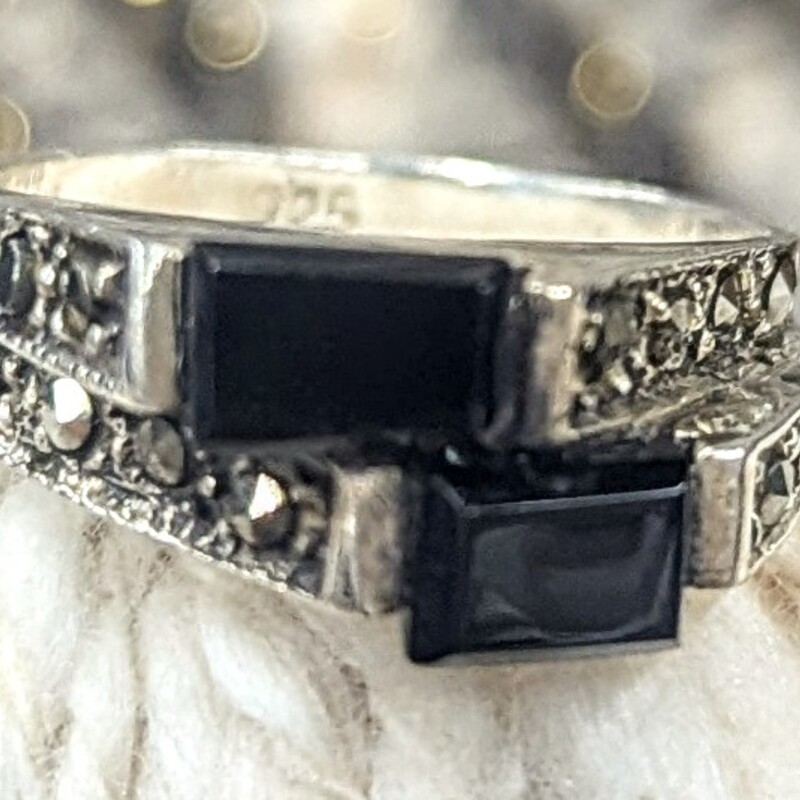 925 Marcasite Onxy Ring